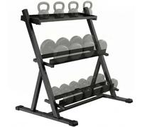 SPORTNOW Soporte Mancuernas de 3 Niveles con Barras Ajustables 88x66x88 cm | Estante de Almacenamiento de Pesas de Acero, para Entrenamiento en Gimnasio Casa, Carga 200 kg