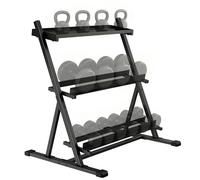 SPORTNOW Soporte Mancuernas de 3 Niveles, Estante de Almacenamiento de Pesas de Acero con Barras Ajustables, para Entrenamiento en Gimnasio Casa, Carga 200 kg, 88x66x88 cm