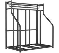 SPORTNOW Soporte para bicicletas, estructura de estacionamiento para 3 bicicletas con cesta superior y 4 ganchos 90x54x100 cm Negro Aosom España