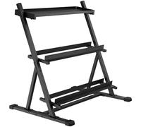 SPORTNOW Soporte para Mancuernas de 3 Niveles Estante de Pesas de Acero con Barras Ajustables para Gimnasio Casa Carga 200 kg