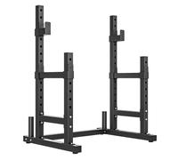 SPORTNOW Soporte para Pesas Sentadillas, Soporte Barra Pesas Ajustable con Topes de Seguridad, Rack de Press de Banca Musculación en Casa Gimnasio, Carga 300 kg, Altura Regulable de 48-135/45-85 cm