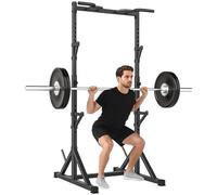 SPORTNOW Soporte para sentadillas de altura ajustable, soporte para barra con doble soporte, soporte para discos y barra de dominadas, soporte multifuncional para barra, entrenamiento para gimnasio,