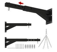 SPORTNOW Soporte Saco Boxeo de Pared con Distancia Ajustable de 45-65 cm Gancho Giratorio de 360° y Cadenas para Entrenamiento en Gimnasio y Hogar Carga 60 kg Negro
