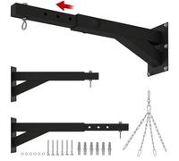 SPORTNOW Soporte Saco Boxeo de Pared con Distancia Ajustable de 45-65 cm Gancho Giratorio de 360° y Cadenas para Entrenamiento en Gimnasio y Hogar Carga 60 kg Negro