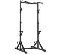 SPORTNOW Squat Rack y Rack para Barra Altura Ajustable Multifunción, Negro