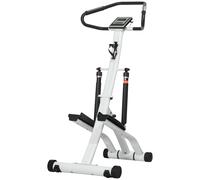 SPORTNOW STEPPER con 12 niveles de resistencia, pantalla LCD, 2 ruedas, 80 cmx61 cmx134 cm, Blanco + Negro Aosom España