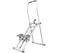 SPORTNOW Stepper de Escalera para Casa Plegable con 3 Niveles de Resistencia Manillar Ajustable Monitor LCD Soporte para Móvil Blanco Aosom España
