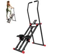 SPORTNOW Stepper para Gimnasio en casa con 3 resistencias Plegable LCD | Máquina de escaleras verticales, manillar ajustable, soporte para móvil, ejercicio total, carga máx. 150 kg