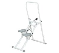 SPORTNOW Stepper Vertical Escalador Plegable con Manillar Ajustable, Pedales Antideslizantes y Monitor LCD, Blanco