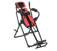 Sportnow tabla de inversión plegable 3 en 1 con dominadas y flexiones reposacabezas altura ajustable 155-198 cm ángulos 20° 40° 60° banco de inversión con soporte lumbar tobillo bloqueo cinturón rojo