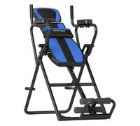 SPORTNOW Tabla de Inversión Plegable 3 en 1 con Dominadas y Flexiones Reposacabezas Altura Ajustable 155-198 cm Ángulos 20° 40° 60° Banco de Inversión con Soporte Lumbar Tobillo Bloqueo Cinturón Azul