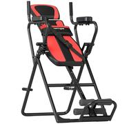 SPORTNOW Tabla de Inversión Plegable 3 en 1 con Dominadas y Flexiones Reposacabezas Altura Ajustable 155-198 cm Ángulos 20° 40° 60° Banco de Inversión con Soporte Lumbar Tobillo Bloqueo Cinturón Rojo