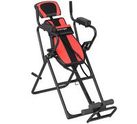 SPORTNOW Tabla de Inversión Plegable con Dominadas y Flexiones Altura Ajustable 155-198 cm Ángulos 20° 40° 60° Cinturón Rojo Aosom España