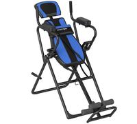 SPORTNOW Tabla de Inversión Plegable con Dominadas y Flexiones Altura Ajustable 155-198 cm Ángulos 20° 40° 60° Cinturón Azul Aosom España