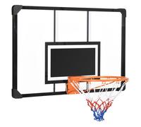 Sportnow tablero de baloncesto de pared para niños y adultos canasta de baloncesto con red diámetro de 45 cm y marco de acero para uso en interiores y exteriores 113x61x73 cm blanco y negro