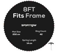 SPORTNOW Tapete de Repuesto para Trampolín Ø202 cm Colchoneta Apto para Camas Elásticas de 8 Pies con 42 Muelles de 14 cm (Muelles NO Incluido) 8 Filas de Costuras Anti-UV Carga 120 kg Negro