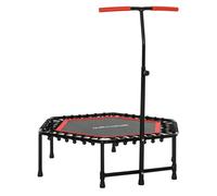 Sportnow trampolín de fitness 114x114x132 cm cama elástica fitness con mango ajustable de 3 niveles marco de acero para entrenamiento piernas cuerpo en hogar oficina gimnasio rojo y negro