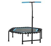 Sportnow trampolín de fitness 114x114x132 cm cama elástica fitness con mango ajustable de 3 niveles marco de acero para entrenamiento piernas cuerpo en hogar oficina gimnasio azul y negro 114 cm
