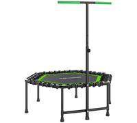 SPORTNOW Trampolín de Fitness 114x114x132 cm con Mango Ajustable de 3 Niveles y Marco de Acero Verde y Negro