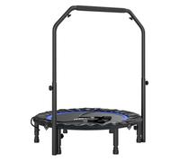 Sportnow trampolín de fitness adultos ø102 cm, cama elástica plegable con mango ajustable de 4 niveles y bandas, para entrenamiento piernas cuerpo en hogar oficina gimnasio exterior, carga 150 kg azul