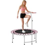 SPORTNOW Trampolín de Fitness Adultos Ø102 cm con Mango Ajustable Rosa | Mini Cama Elástica Fitness, 5 Niveles, Marco de Acero, Entrenamiento Piernas y Cuerpo, Hogar, Oficina, Gimnasio