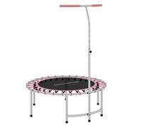 SPORTNOW Trampolín de Fitness Adultos Ø102 cm, Mini Cama Elástica Fitness con Mango Ajustable de 5 Niveles, Marco de Acero, para Entrenamiento Piernas, Cuerpo en Hogar, Oficina, Gimnasio, Rosa