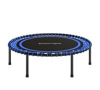 Sportnow trampolín de fitness adultos ø114 cm, cama elástica con marco de acero reforzado, carga 200kg, para entrenamiento piernas, cuerpo en hogar, oficina, gimnasio, azul y negro