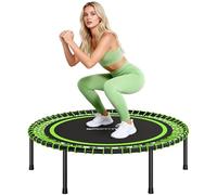 SPORTNOW Trampolín de Fitness Adultos Ø114 cm, Cama Elástica con Marco de Acero Reforzado, Carga 200kg, para Entrenamiento Piernas, Cuerpo en Hogar, Oficina, Gimnasio, Verde y Negro