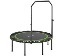 SPORTNOW Trampolín de Fitness con Pasamanos Ajustable, Trampolín Deportivo para Interior y Exterior, Acero, Plástico, Verde Aosom España