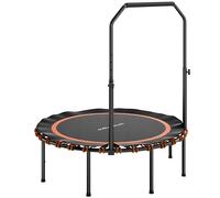 SPORTNOW Trampolín de Fitness con Pasamanos Ajustable, Trampolín Deportivo para Interior y Exterior, de Acero, Plástico, Naranja Aosom España