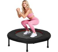 SPORTNOW Trampolín de Fitness Plegable Ø102 cm Cama Elástica con Marco de Acero Antideslizantes para Entrenamiento Piernas Cuerpo en Hogar Oficina Gimnasio Rojo