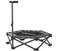 SPORTNOW Trampolín de Fitness Plegable 104 cm con Barra Ajustable en 3 Alturas Marco Metálico Reforzado y Bolsa 104x104x114 cm