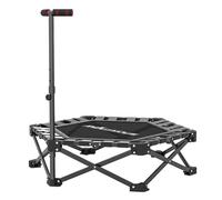 SPORTNOW Trampolín de Fitness Plegable 104 cm, Mini Cama Elástica con Barra Ajustable en 3 Alturas, Silencioso, Marco Metálico Reforzado y Bolsa de Transporte, para Entrenamiento en Hogar, Gimnasio