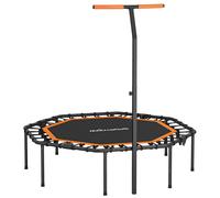 SPORTNOW Trampolín de Fitness, Trampolín de Entrenamiento con Pasamanos Ajustable, estable y silencioso, para uso en interiores, Acero, Naranja Aosom España