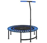 SPORTNOW Trampolín Fitness Ø145 cm con Manillar Ajustable en 5 Posiciones, 36 Cuerdas Bungee y Capacidad 150 kg, Azul