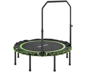 SPORTNOW Trampolín fitness con asidero ajustable, trampolín deportivo para interior y exterior, Stahl, Kunststoff, Grün Aosom España