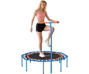 SPORTNOW Trampolín Plegable de Fitness de 128 cm de diámetro, Mini trampolín con 5 Niveles de Altura Ajustable, Cuerda de Goma silenciosa, trampolín para Adultos, trampolín para Interior y Exterior