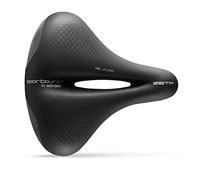 Sportourer by Selle Italia ZETA Comfort Gel Flow - Sillín Bicicleta Ciudad, Gel Suave, Tecnología Reflectante, Resistente Agua - Negro