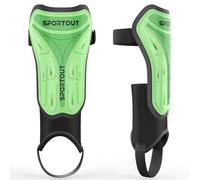 Sportout Espinilleras de fútbol para niños y jóvenes, con carcasa dura protectora, ofrece una protección completa para las piernas de tus hijos.