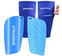 Sportout - Espinilleras para niños, jóvenes, adultos, con fundas elásticas altas, ofrece una protección integral para las piernas., color Azul 2, tamaño extra-large