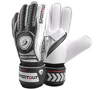 Sportout Guantes de Portero de Portero para jóvenes y Adultos, Agarre Fuerte para los más difíciles ahorros, con Espinas para Dar una protección espléndida para prevenir Lesiones (Negro, 8)