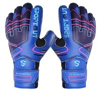 Sportout Guantes de portero, guantes de fútbol con protector de dedos, guantes de portero para niños, para hombre, con látex antideslizante de 4 mm, guantes de portero para niños, adultos y jóvenes