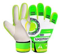 Sportout Guantes de Portero Junior, Guantes de Entrenamiento para niños y niñas, con Doble protección de muñeca y Material de látex Antideslizante Resistente al Desgaste(Green,7)