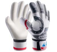 Sportout Guantes de Portero Junior, Guantes de Entrenamiento para niños y niñas, con Doble protección de muñeca y Material de látex Antideslizante Resistente al Desgaste(White,7)