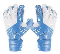 Sportout - Guantes de portero para jóvenes y adultos, con agarre fuerte para las paradas más duras, con refuerzos en los dedos para una mayor protección y para evitar lesiones, color azul, tamaño 9