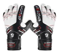 Sportout Iños y Adolescentes,Adultos Guantes de Portero de Futbol,Proporciona un Agarre Poderoso,Protege tus Dedos de lesiones,Antideslizante, Material de Látex Excelente