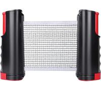 Sportout - Red de ping pong retráctil, portátil, ideal para mesa de ping pong, escritorio de oficina, cocina o mesa de comedor, negro/rojo