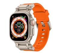 Sports Band for Apple Watch Ultra 2/Ultra bracelets 49mm 45mm 44mm 42mm for men, Durable Silicone Band with Metal Connector IWatch Ultra 9 8 7 6 5 4 3 SE（Titanium Adapter-Orange）