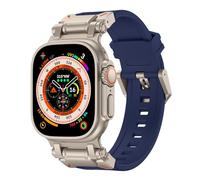Sports Band for Apple Watch Ultra 2/Ultra bracelets 49mm 45mm 44mm 42mm for men, Durable Silicone Band with Metal Connector IWatch Ultra 9 8 7 6 5 4 3 SE（Titanium Adapter-Blue）