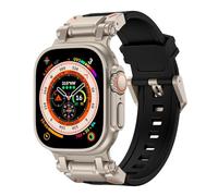 Sports Band for Apple Watch Ultra 2/Ultra bracelets 49mm 45mm 44mm 42mm for men, Durable Silicone Band with Metal Connector IWatch Ultra 9 8 7 6 5 4 3 SE(Titanium Adapter-Black)